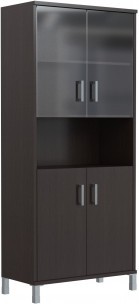 Шкаф высокий с малыми стеклянными и глухими дверьми B 430.10 Венге Магия 900х450х2054